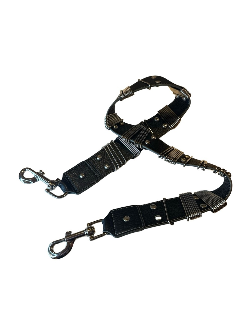 Vintage - Leather Multi-Functional Strap/Belt - Black with Silver Hardware